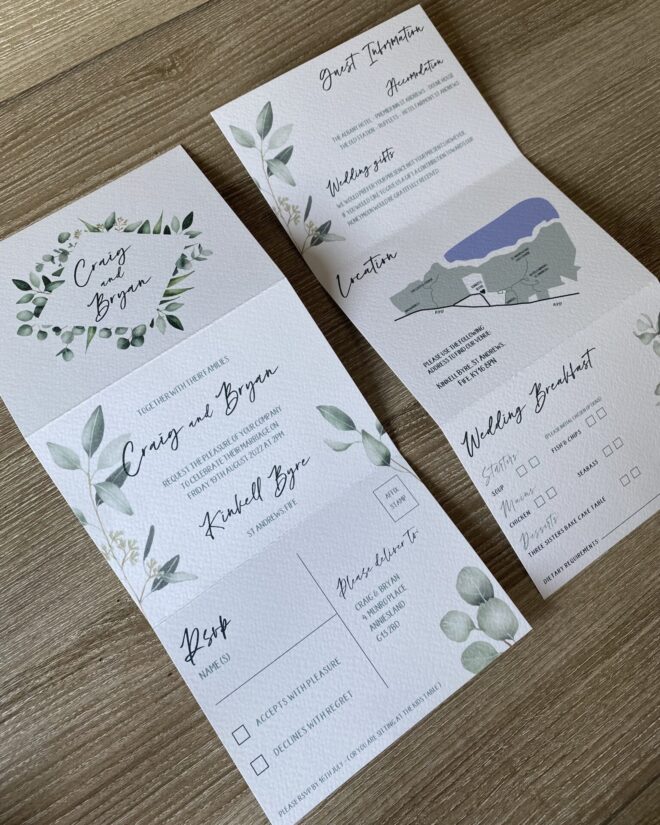 Eucalyptus Trifold Wedding Invitation
